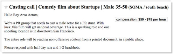 craigslist casting call post for startup priest