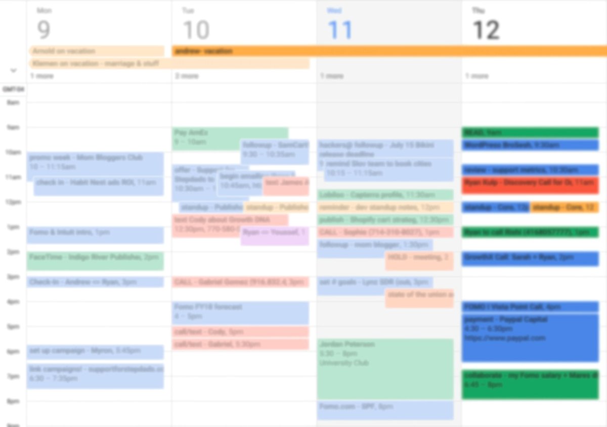 Ryan Kulp's schedule